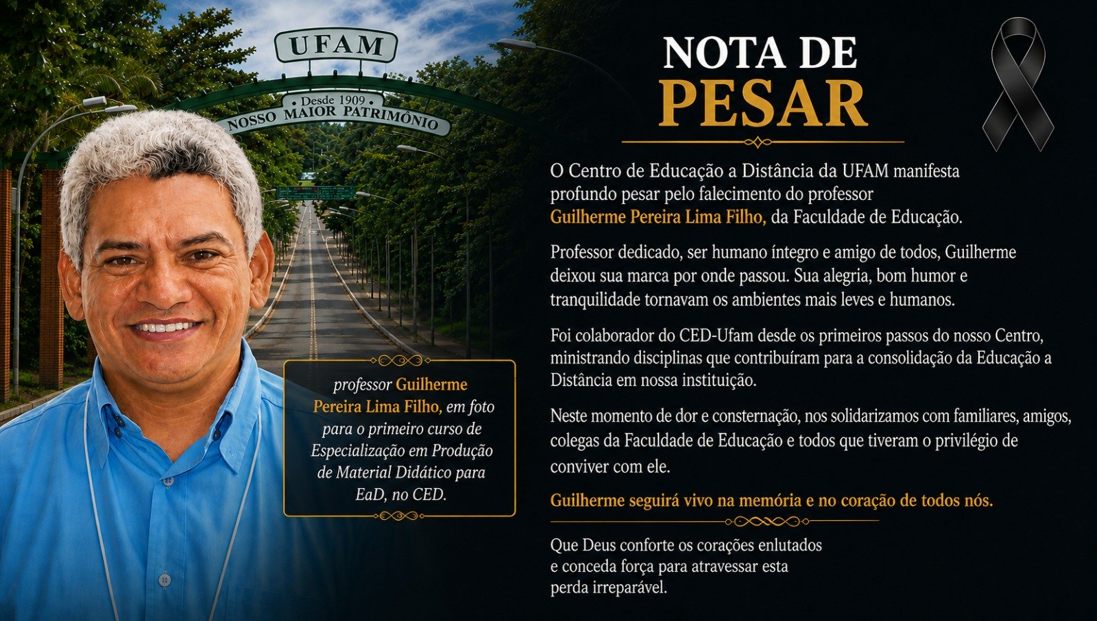 Nota de Pesar - Prof. Guilherme Pereira