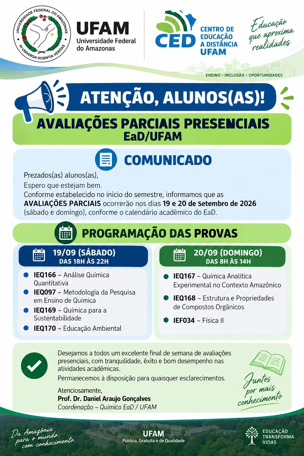 Avaliações Parciais Presenciais EAD/UFAM
